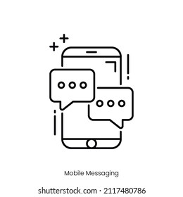 mobile messaging icon. Outline style icon design isolated on white background