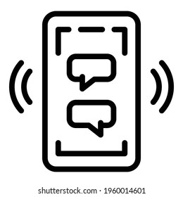 Mobile messaging icon. Outline Mobile messaging vector icon for web design isolated on white background