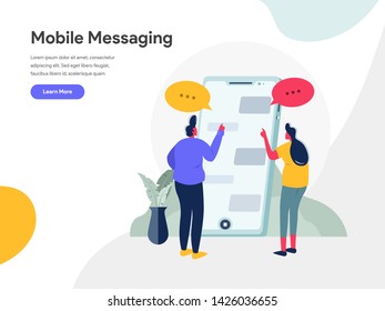Mobile Messaging Illustration Concept. Modern flat design concept of web page design for website and mobile website.Vector illustration EPS 10