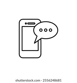 mobile messege icon Flat symbol set outline