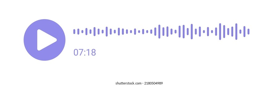 Mobile messenger app voice record interface. Audio speech spectrum noise. Social network soundbar with play button. Sound wave of chat. Equalizer icon with soundwave line. Vector illustration.