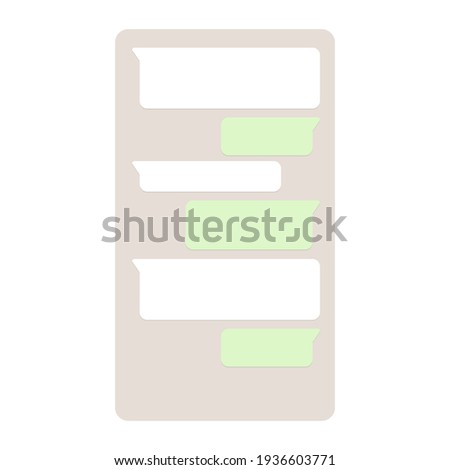 Mobile messenger, inspired by Chat App and other similar apps. Modern design. Vector illustration. EPS10. Chat through bubble in phone. Chatbot in messenger. Message in whats. Sms and conversation