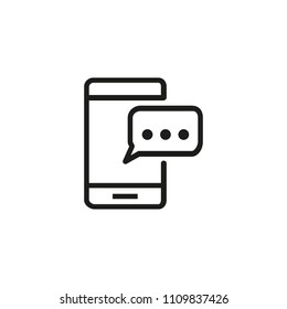 Mobile messenger line icon. Chart, smartphone, application. Communication concept. Vector illustration can be used for topics like social media, technology, conversation