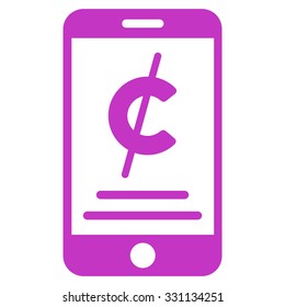 Mobile Micropayment vector icon. Style is flat violet symbol, rounded angles, white background.
