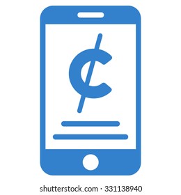 Mobile Micropayment vector icon. Style is flat cobalt symbol, rounded angles, white background.