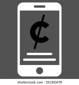 Mobile Micropayment vector icon. Style is flat bicolor black and white symbol, rounded angles, gray background.