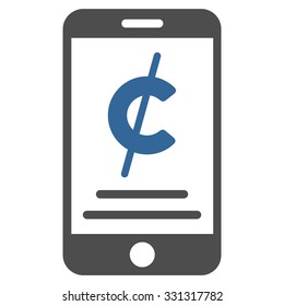 Mobile Micropayment vector icon. Style is flat bicolor cobalt and gray symbol, rounded angles, white background.