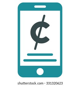 Mobile Micropayment vector icon. Style is flat bicolor soft blue symbol, rounded angles, white background.