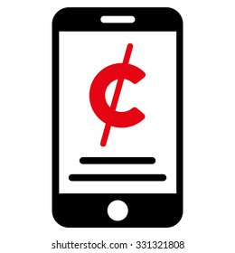Mobile Micropayment vector icon. Style is flat bicolor intensive red and black symbol, rounded angles, white background.