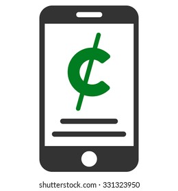 Mobile Micropayment vector icon. Style is flat bicolor green and gray symbol, rounded angles, white background.