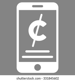 Mobile Micropayment vector icon. Style is flat white symbol, rounded angles, gray background.
