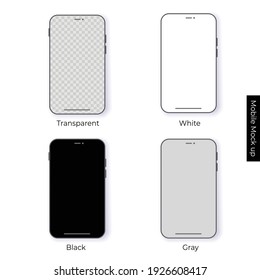 Mobile mock up. Transparent, white, black and gray template design