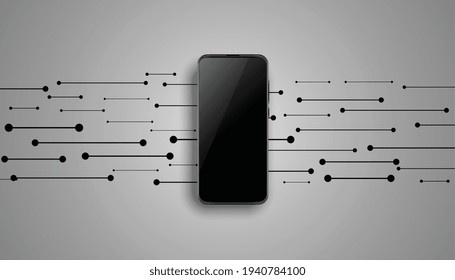 mobile mockup design with lines in background