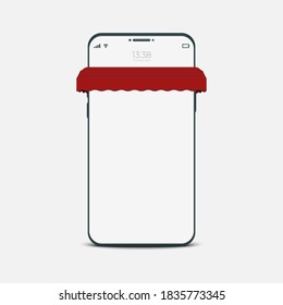 Mobile mockup template with bank screen. Online shopping store technology. vector illustration 