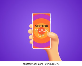 Mobile mockup, vector. 3d hand with mobile phone