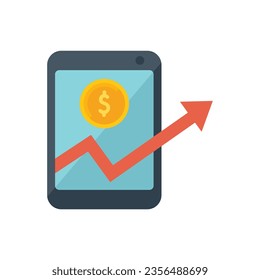 Mobile monetize icon flat vector. Audience strategy. Money conversion isolated