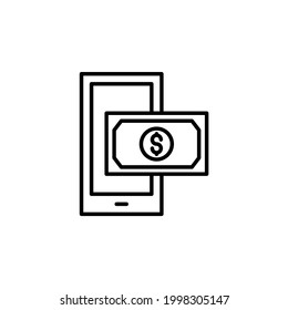 Mobile money icon illustration line style