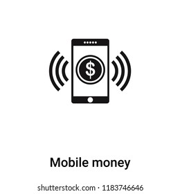 Mobile money icon vector isolated on white background, logo concept of Mobile money sign on transparent background, filled black symbol