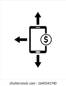 mobile with money icon,vector best flat design icon.