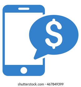 Mobile Money Message icon. Vector style is flat iconic symbol with rounded angles, cobalt color, white background.
