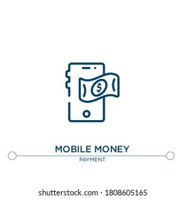 Handy-Geld-Umriss-Vektorsymbol. einfache Elementgrafik. Handy-Geld-Umriss-Symbol aus bearbeitbarem Zahlungskonzept. kann für Web und mobile
