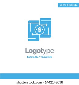 Mobile, Money, Payment, PeerToPeer, Phone Blue Solid Logo Template. Place for Tagline