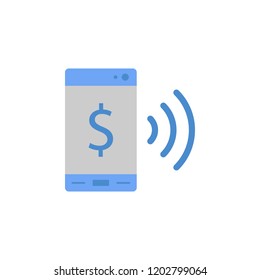 Mobile, money, payment, wire, transfer two color blue and gray icon