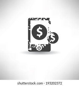 Mobile money symbol,grunge vector