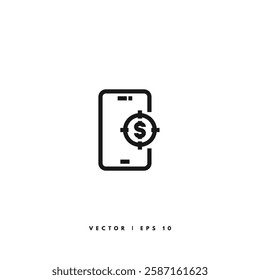Mobile Money Target Icon. Editable Stroke