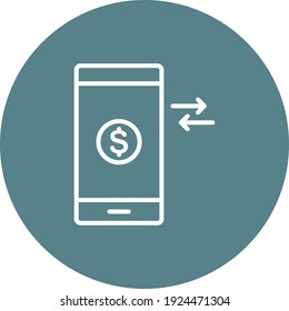 Móvil, dinero, imagen vectorial de icono de transacción. También se puede usar para Finanzas y Dinero. Idóneo para aplicaciones web, aplicaciones móviles y medios impresos.