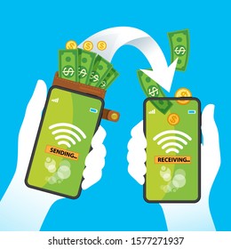 Mobile money transfer banking payment concept, illustration vector