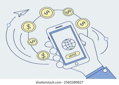  Mobile Money Transfer Digital Payment Illustration for Online Banking and Finance Free Download