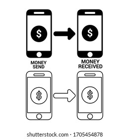 Mobile Geldtransfer Flach Design Vektorillustration Illustration