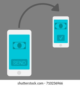 Mobile money transfer flat design style vector