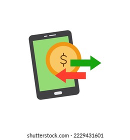 Mobile money transfer icon in color, isolated on white background 