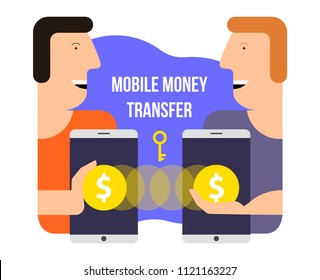 Mobile money transfer. Online banking. Vector illustration