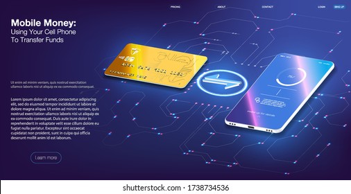 Mobile Money Using Your Cell Phone To Transfer Funds, mobile phone and internet banking, digital technology transfer pay, protection shopping wireless pay through smartphone, pay and cards