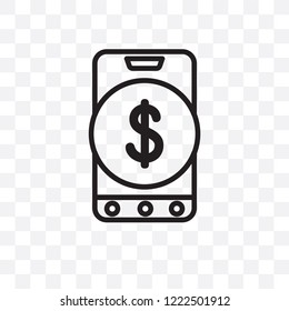 Mobile money vector linear icon isolated on transparent background, Mobile money transparency concept can be used for web and mobile