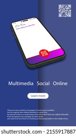 Mobile Multimedia social on colour background
