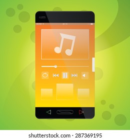 Mobile Music app, Vector Illustration