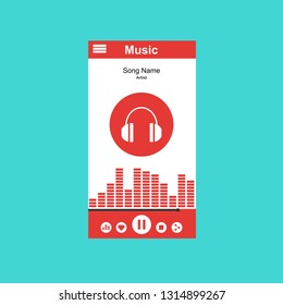 Mobile music application interface design concept isolated on colored background flat vector illustration – Vector