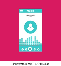 Mobile music application interface design concept isolated on colored background flat vector illustration – Vector