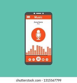 Mobile music application interface design concept isolated on colored background flat vector illustration – Vector