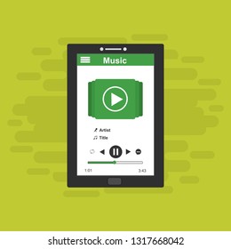 Mobile music application interface design concept isolated on colored background flat vector illustration – Vector