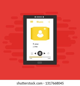 Mobile music application interface design concept isolated on colored background flat vector illustration – Vector