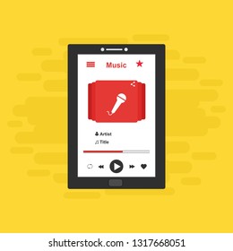 Mobile music application interface design concept isolated on colored background flat vector illustration – Vector