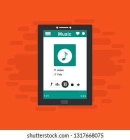 Mobile music application interface design concept isolated on colored background flat vector illustration – Vector