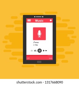 Mobile music application interface design concept isolated on colored background flat vector illustration – Vector
