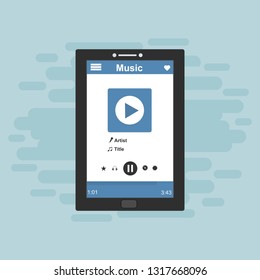 Mobile music application interface design concept isolated on colored background flat vector illustration – Vector