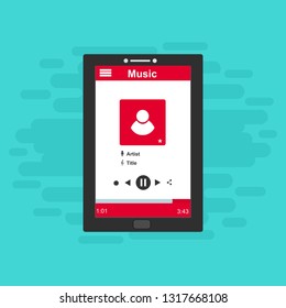 Mobile music application interface design concept isolated on colored background flat vector illustration – Vector